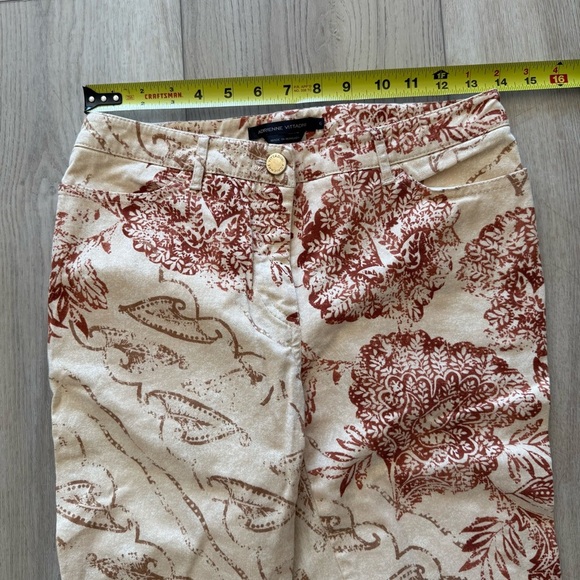Adrienne Vittadini Cotton‎ Stretch Flare Floral Pants Women’s 6 Tan Rust EUC - Picture 5 of 11